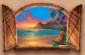Jenseits Paradise Sonnenuntergang Malerei Zauber 3D